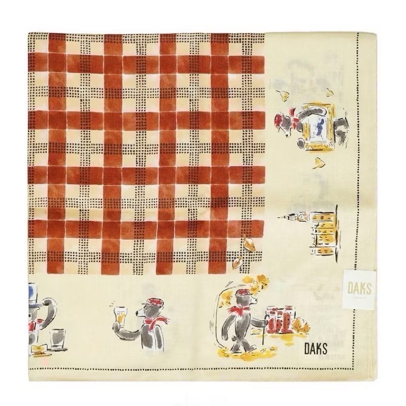 ￼日本製 DAKS 手帕 方巾 領巾 純棉 現貨 特價出清-規格圖3