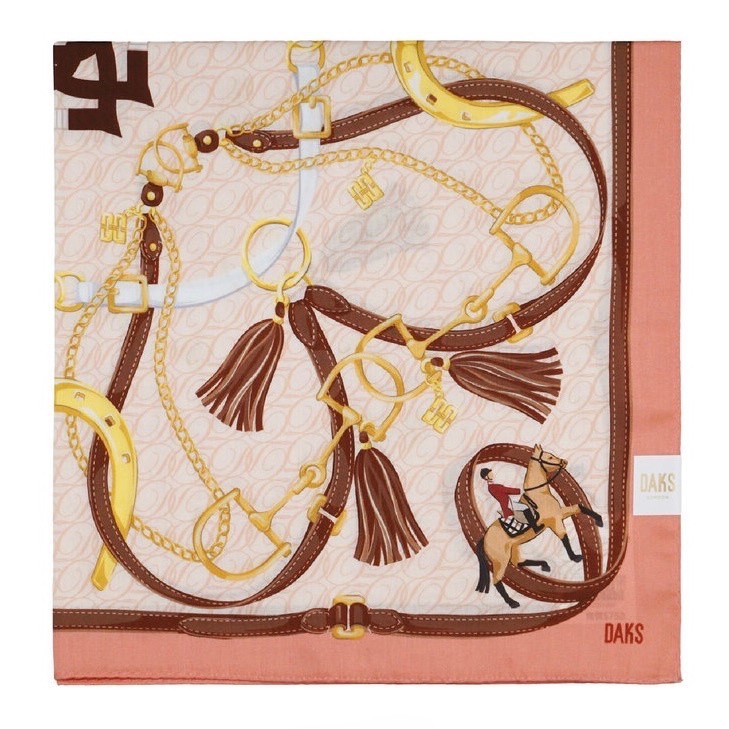 日本製 英國名牌 DAKS 手帕 方巾 領巾 58cm 純棉-規格圖2