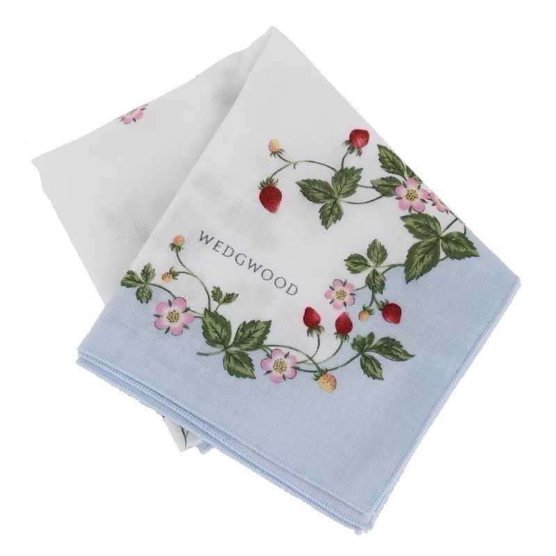 日本製 WEDGWOOD 野草莓系列 棉紗 紗布手帕 方巾 純棉-規格圖4