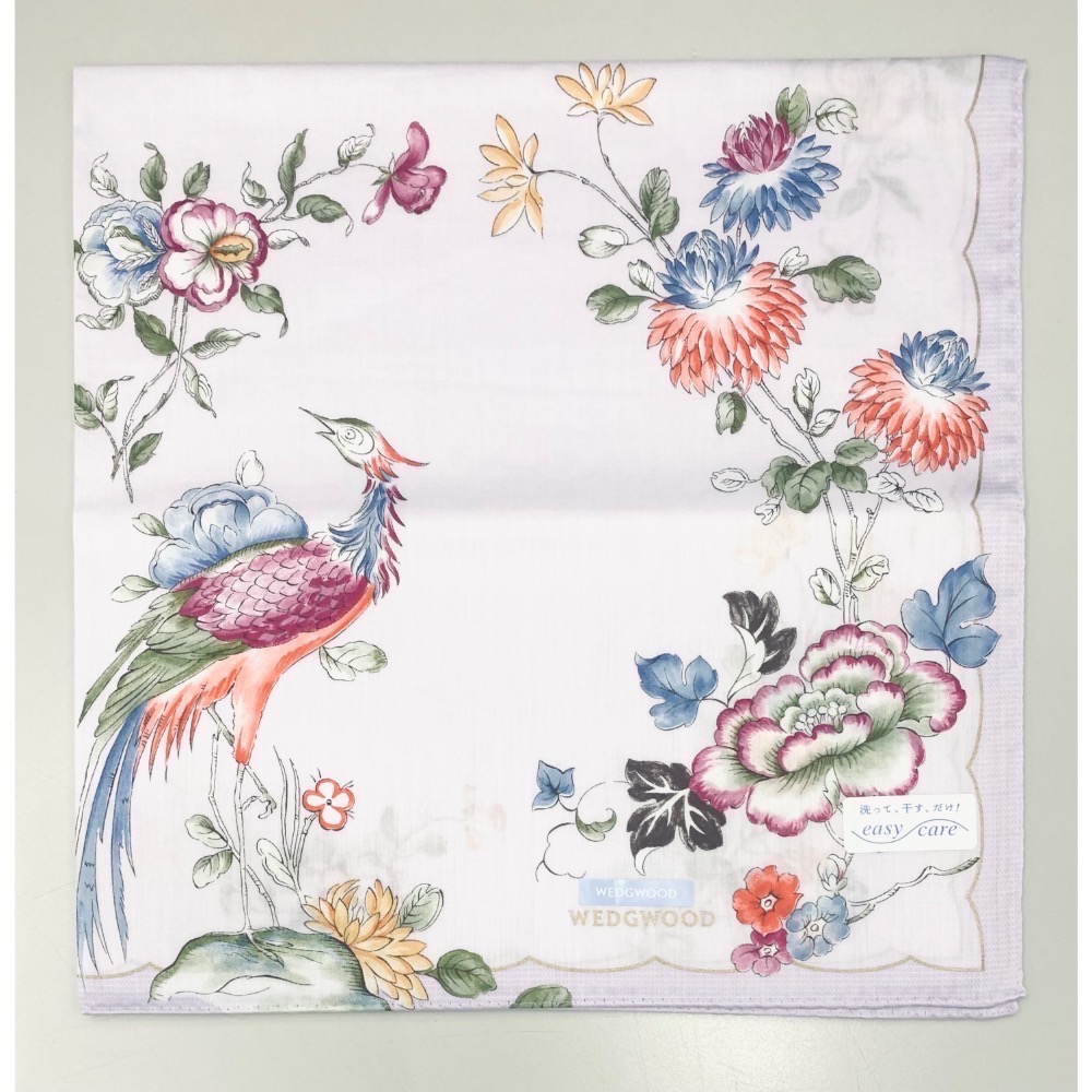 日本製 英國品牌 WEDGWOOD 手帕 領巾 型態安定加工 58cm 大判-細節圖2