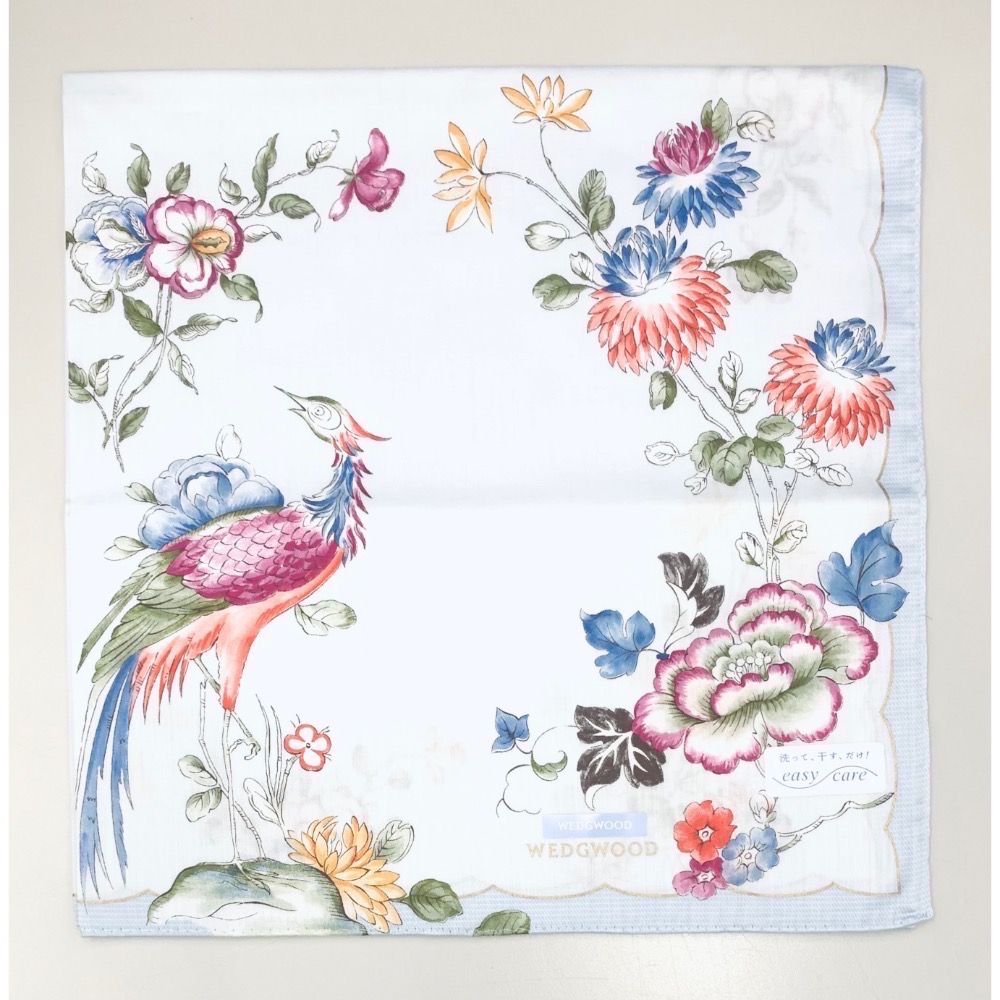 日本製 英國品牌 WEDGWOOD 手帕 領巾 型態安定加工 58cm 大判-細節圖3