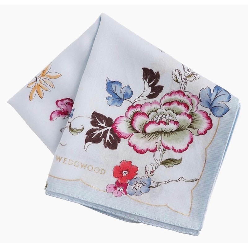 ￼日本製 英國品牌 WEDGWOOD 手帕 領巾 型態安定加工 58cm 大判-規格圖4