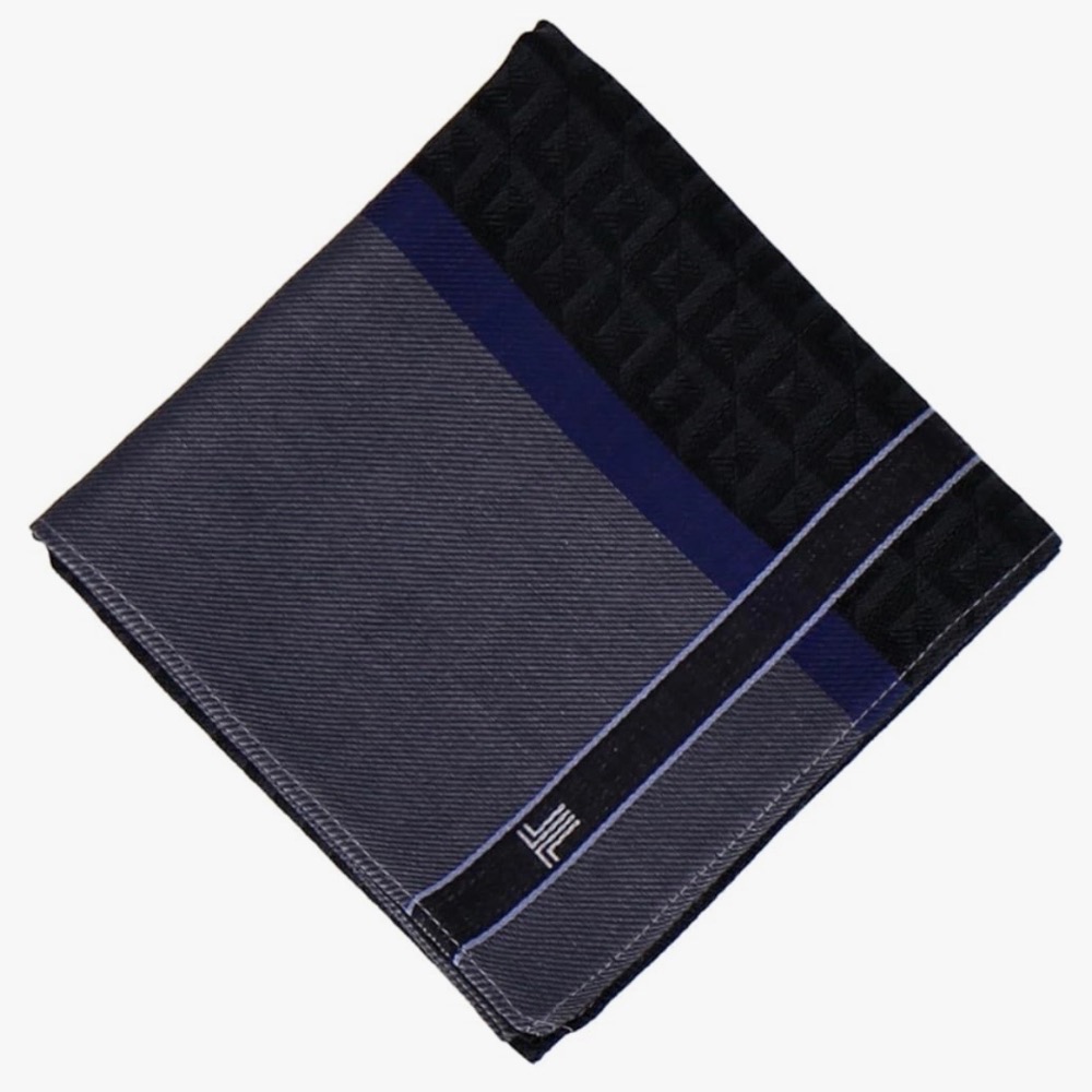 日本製 法國品牌 LANVIN en Bleu 手帕 方巾 領巾 純棉 現貨-細節圖2