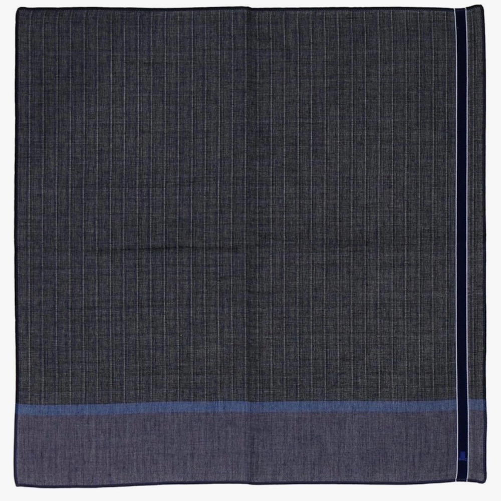 日本製 法國品牌 LANVIN en Bleu 手帕 方巾 領巾 純棉 現貨-規格圖2