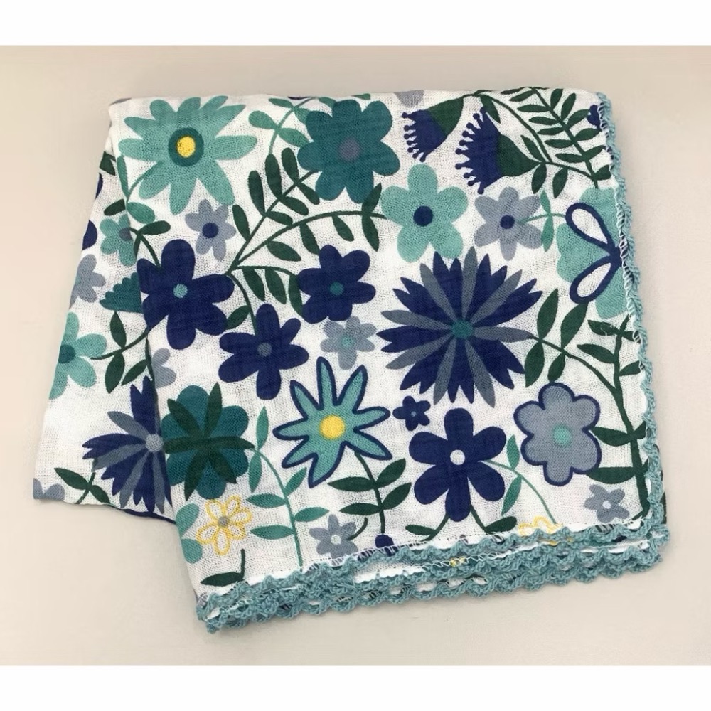 韓國進口 韓國手帕 方巾 領巾 花邊 現貨 55cm-細節圖2