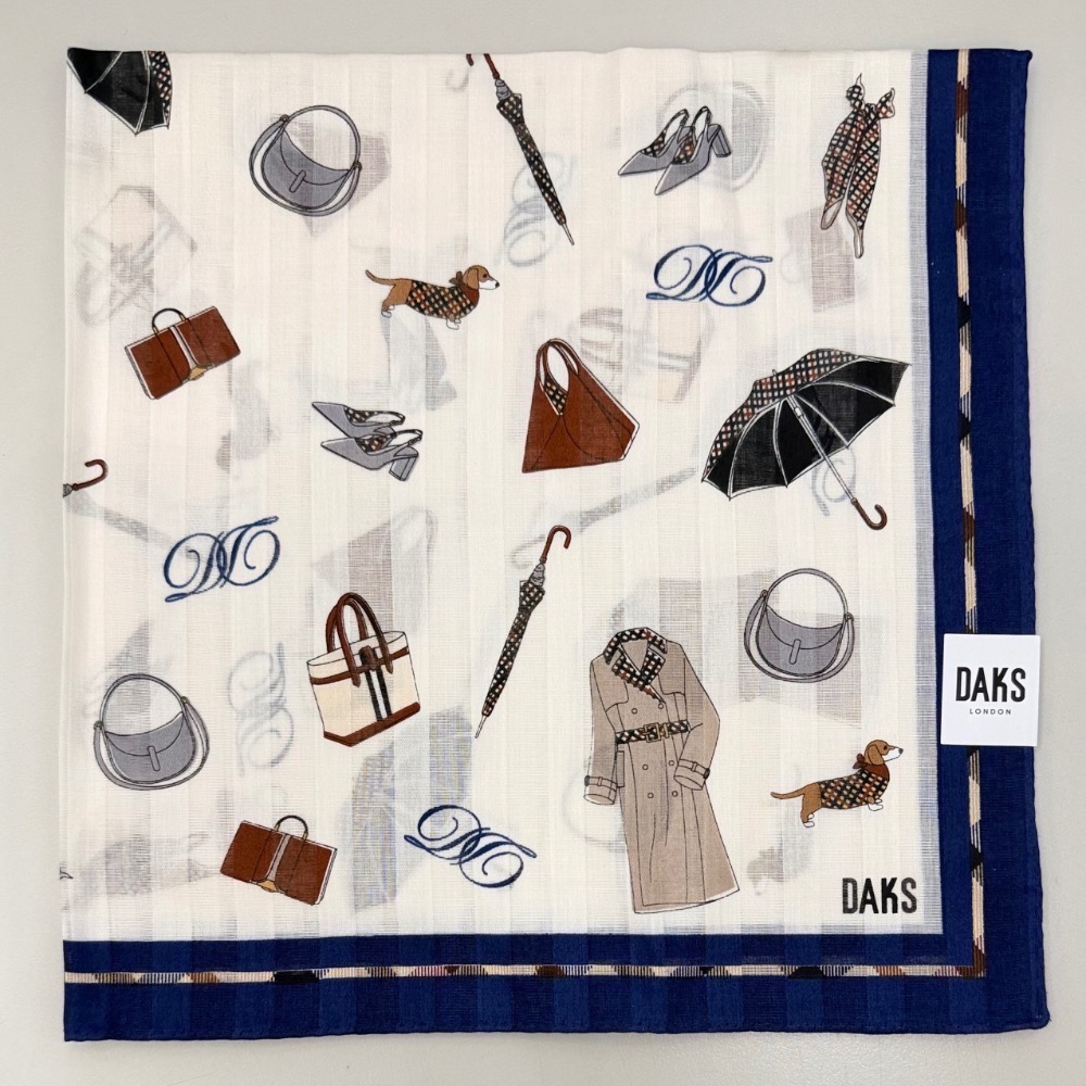 日本製 DAKS 手帕 方巾 純棉 現貨-細節圖2