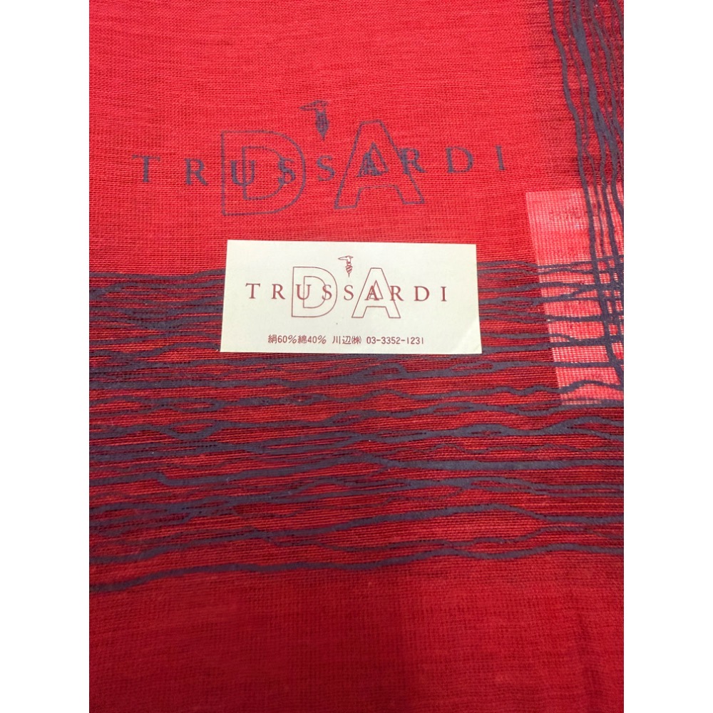 日本製 義大利品牌 TRUSSARDI  大方巾 手帕 領巾 絲巾 絹60%-細節圖2