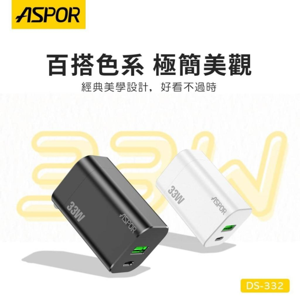 【ASPOR】PD+QC 33W快充頭 氮化鎵GaN-細節圖3