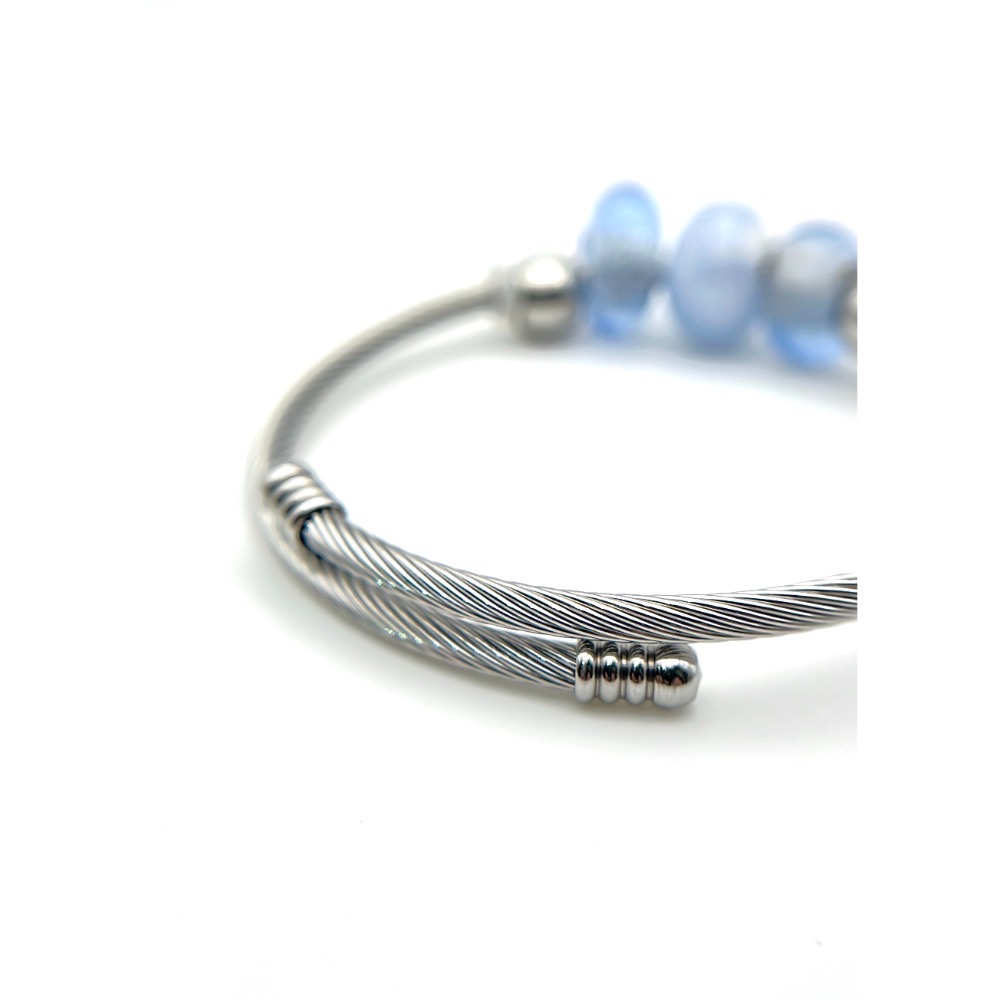 ✨金箔藍水晶｜鋼索手環《南方琉璃》琉璃珠-細節圖7