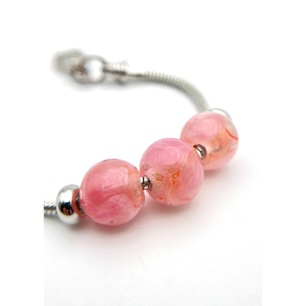 粉晶。桃花琉璃手鍊《南方琉璃》手工琉璃珠-細節圖2