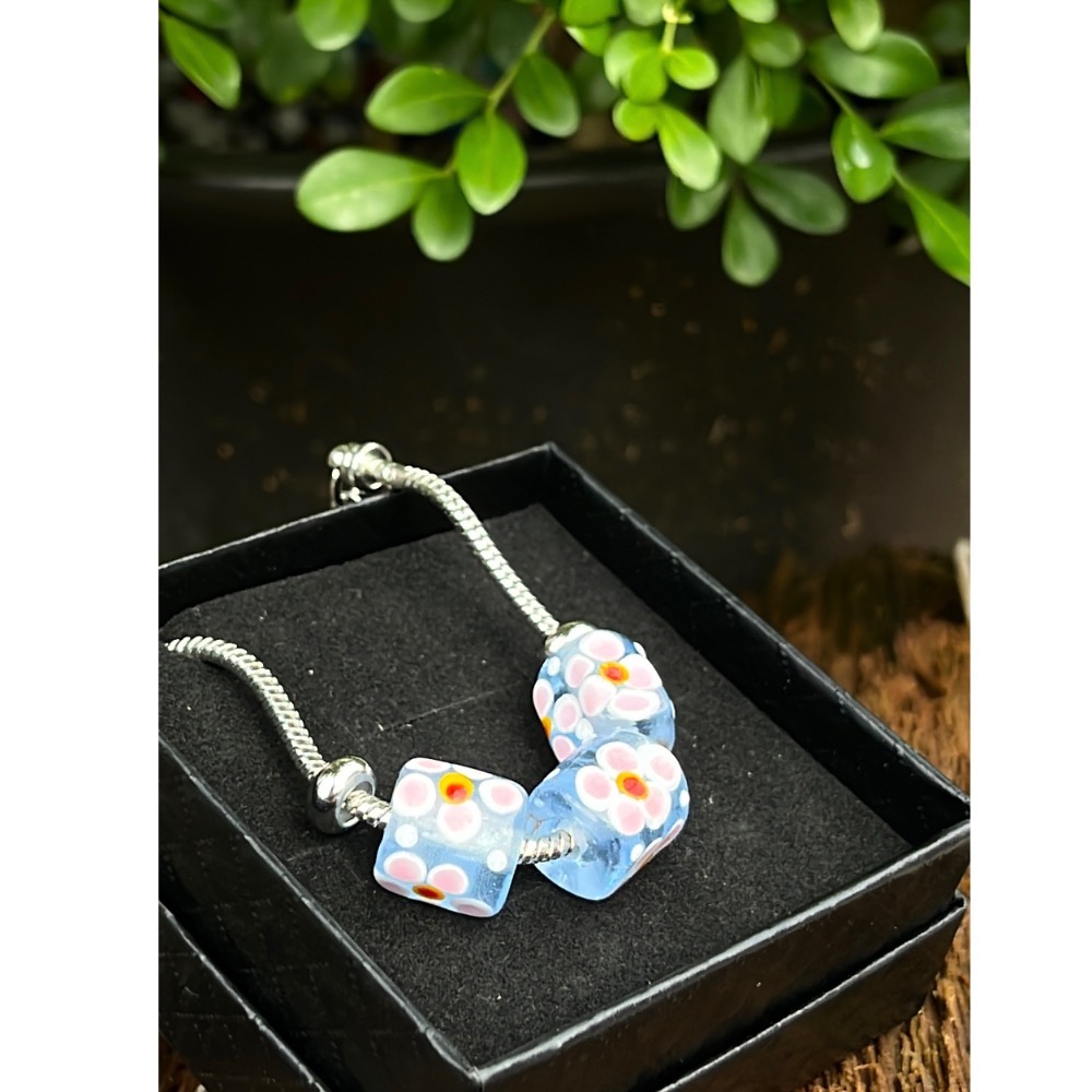幸運粉花。冰晶琉璃手鍊《南方琉璃》手工琉璃珠-細節圖2
