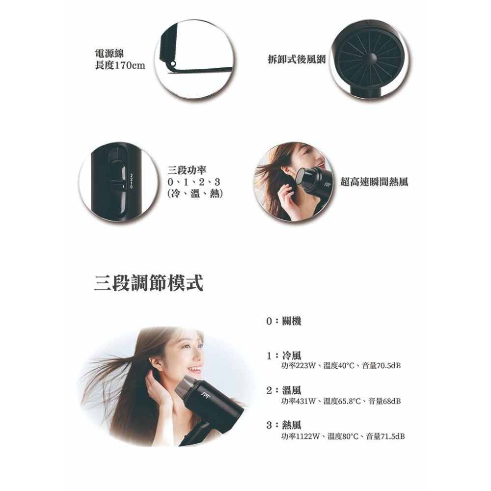 尚朋堂 超高速瞬熱吹風機 SH-1200-細節圖3