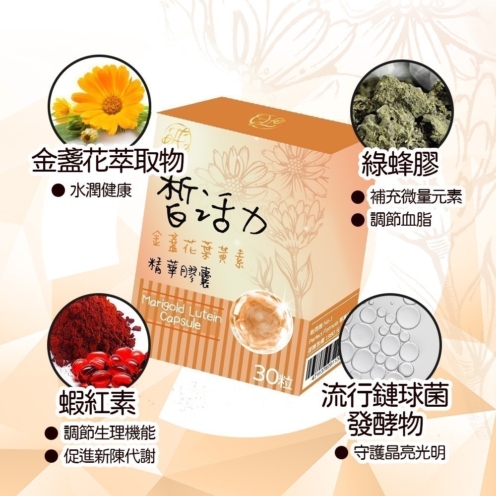 台灣 皙活力膠囊 金盞花葉黃素 鹿胎盤精華 維生素C 芝麻萃取物 保養眼睛 調整體質 美麗升級 幫助排便-細節圖2