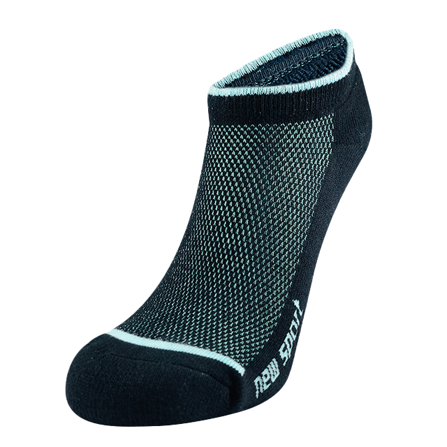 透氣萊卡【黑底湖水藍線條】22-25cm