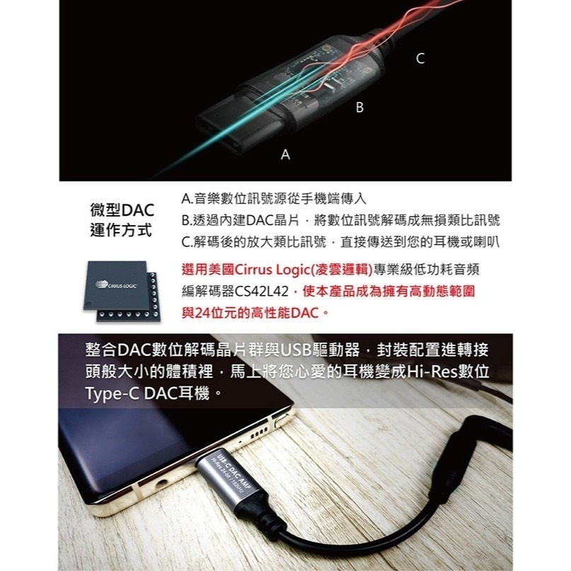 SEEHOT Music Fly Type-C轉3.5mm DAC 微型耳擴單源解碼器 外接式音效卡 贈OTG轉接頭-細節圖9