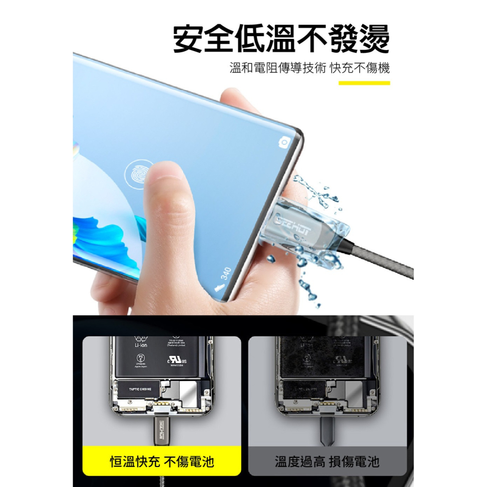 SEEHOT 快充線 Type-C to C 100W 1.5米 PD充電傳輸線 黑色 SC-CC913K-細節圖9