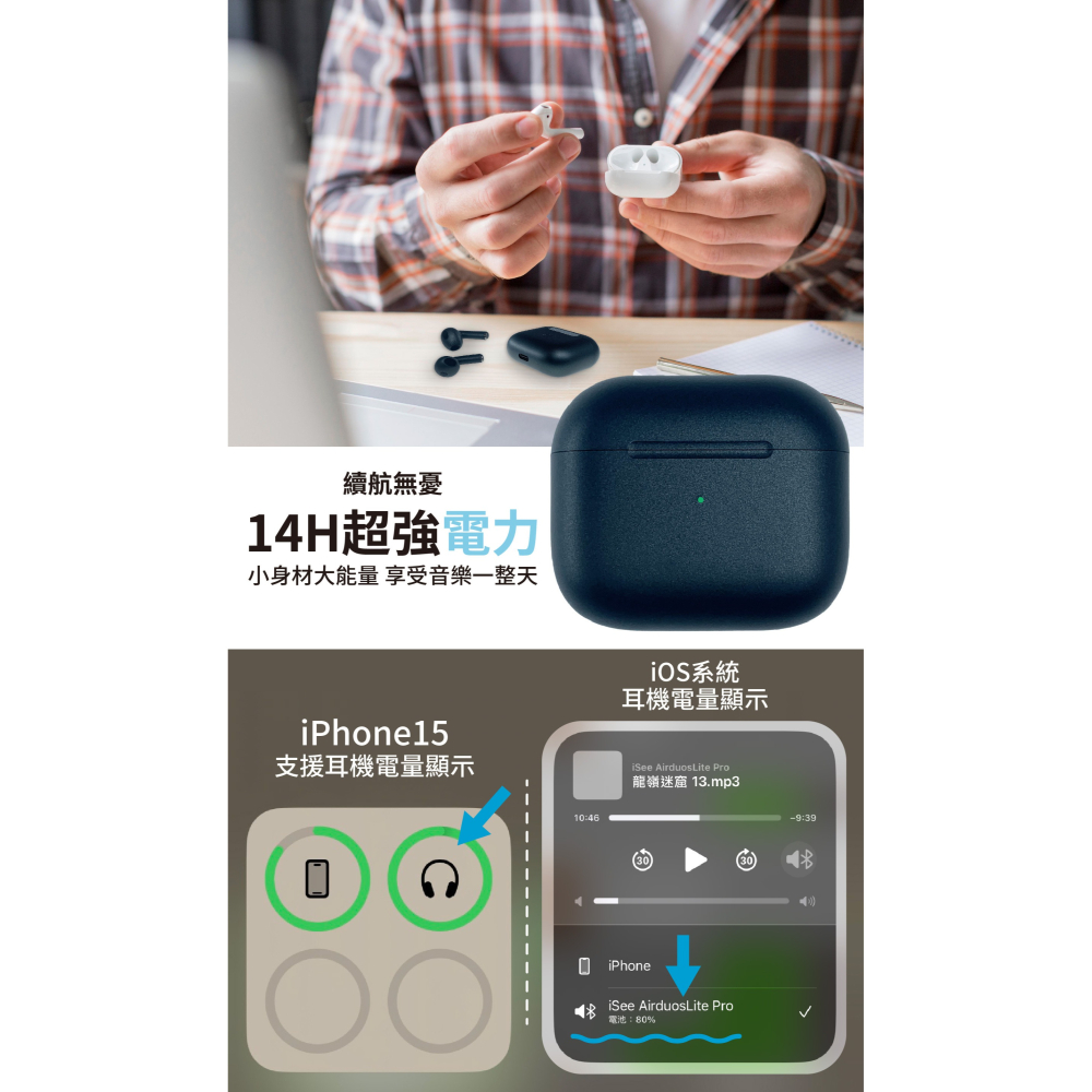 iSee 真無線藍牙耳機 Airduos 3 TWS Earbuds V5.3 雙耳觸控 8D璀璨音效 智能降噪-細節圖10