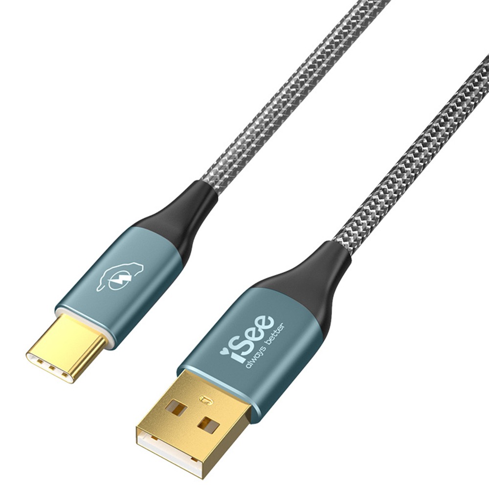 iSee 快充線 充電線 Type-A to C 45W 2.5米 鋁合金PD充電傳輸線 高密度編織 IC-AC678-細節圖3