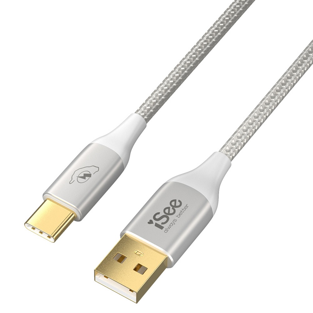 iSee 快充線 充電線 Type-A to C 45W 2.5米 鋁合金PD充電傳輸線 高密度編織 IC-AC678-細節圖5