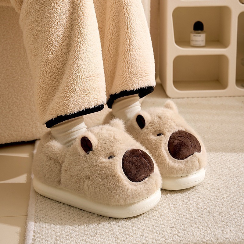 【LYOVEA】冬天必備！水豚君毛絨拖鞋 秋冬室內居家拖鞋-細節圖2