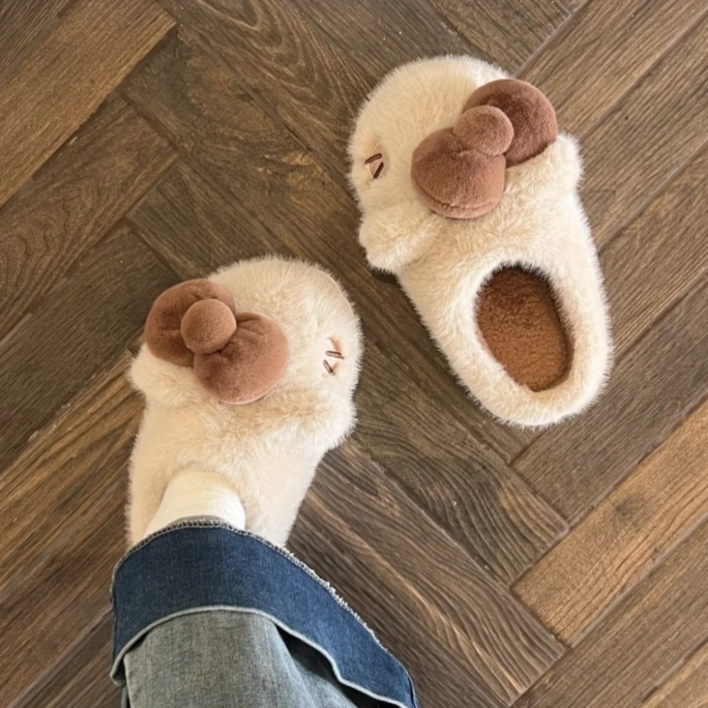 【LYOVEA】冬天必備！水豚君毛絨拖鞋 秋冬室內居家拖鞋-細節圖3