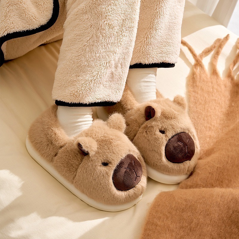 【LYOVEA】冬天必備！水豚君毛絨拖鞋 秋冬室內居家拖鞋-規格圖6