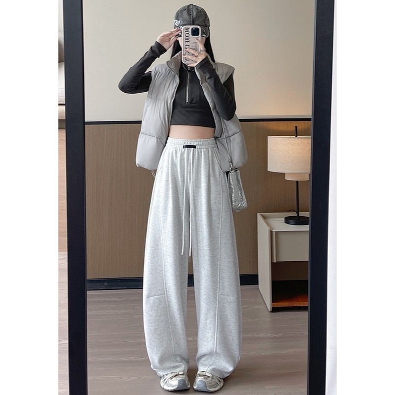 【LYOVEA】韓版休閒寬鬆修身流線高腰 女款彎刀褲 (現貨+預購)-規格圖3
