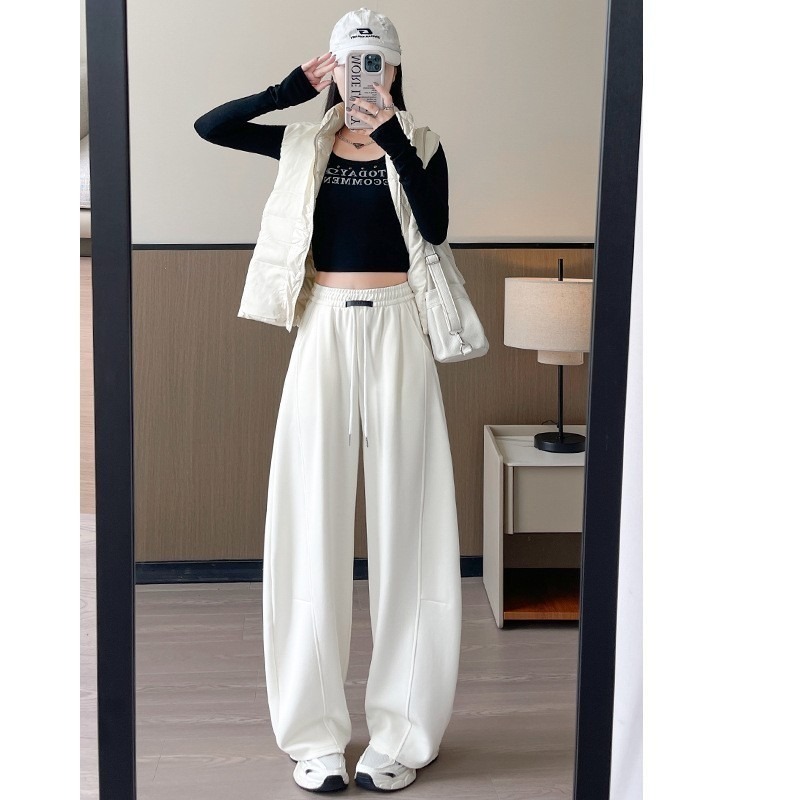 【LYOVEA】韓版休閒寬鬆修身流線高腰 女款彎刀褲-規格圖7