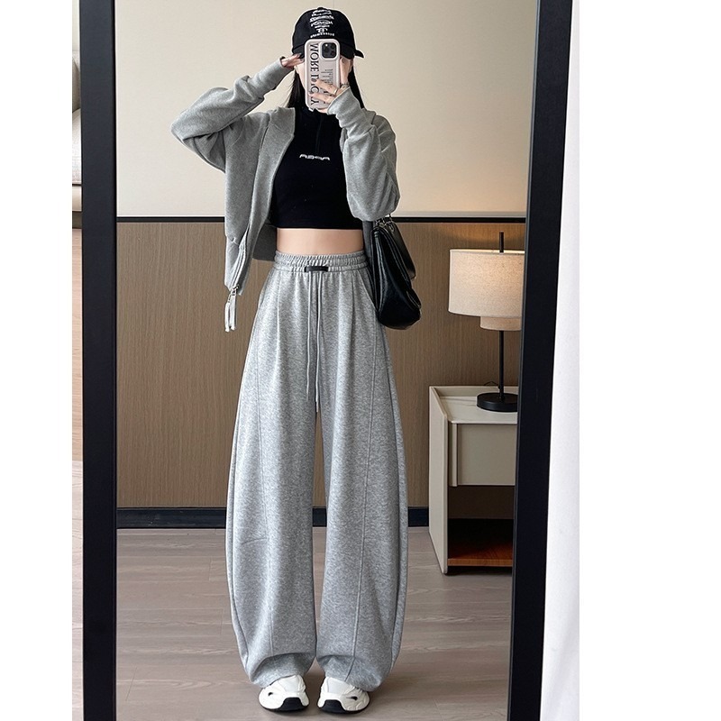 【LYOVEA】韓版休閒寬鬆修身流線高腰 女款彎刀褲-規格圖7