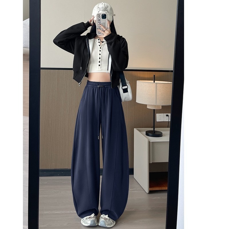 【LYOVEA】韓版休閒寬鬆修身流線高腰 女款彎刀褲-規格圖7