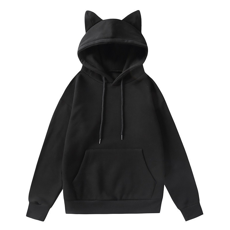 【LYOVEA】萌貓耳設計連帽上衣 女性街頭風hoodie 舒適聚酯材質 秋冬必備-規格圖4