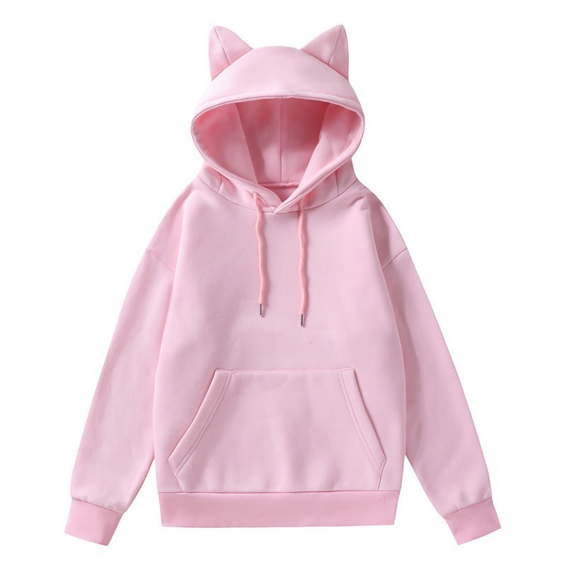 【LYOVEA】萌貓耳設計連帽上衣 女性街頭風hoodie 舒適聚酯材質 秋冬必備-規格圖4