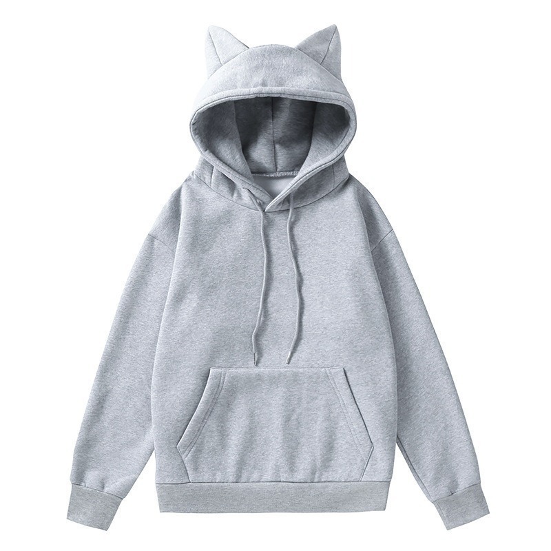 【LYOVEA】萌貓耳設計連帽上衣 女性街頭風hoodie 舒適聚酯材質 秋冬必備-規格圖4