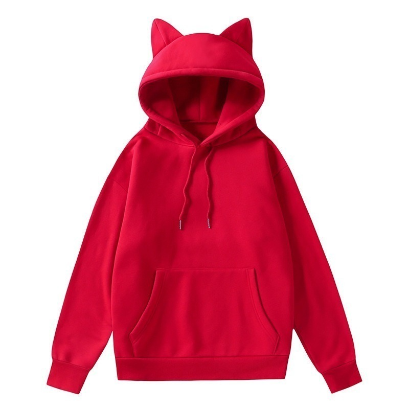 【LYOVEA】萌貓耳設計連帽上衣 女性街頭風hoodie 舒適聚酯材質 秋冬必備-規格圖4