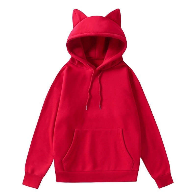 【LYOVEA】萌貓耳設計連帽上衣 女性街頭風hoodie 舒適聚酯材質 秋冬必備-規格圖4