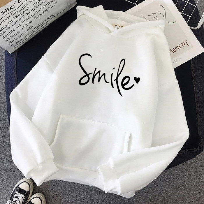 【LYOVEA】手寫Smile連帽大學T 可愛寬鬆連帽T-規格圖5