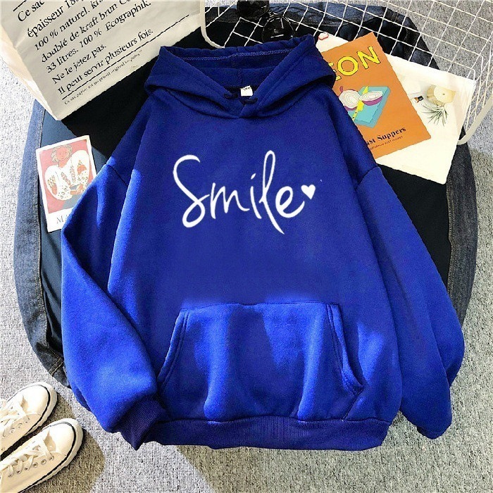 【LYOVEA】手寫Smile連帽大學T 可愛寬鬆連帽T-規格圖5