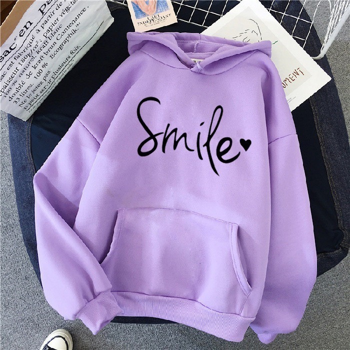 【LYOVEA】手寫Smile連帽大學T 可愛寬鬆連帽T-規格圖5
