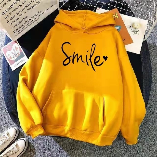 【LYOVEA】手寫Smile連帽大學T 可愛寬鬆連帽T-規格圖5