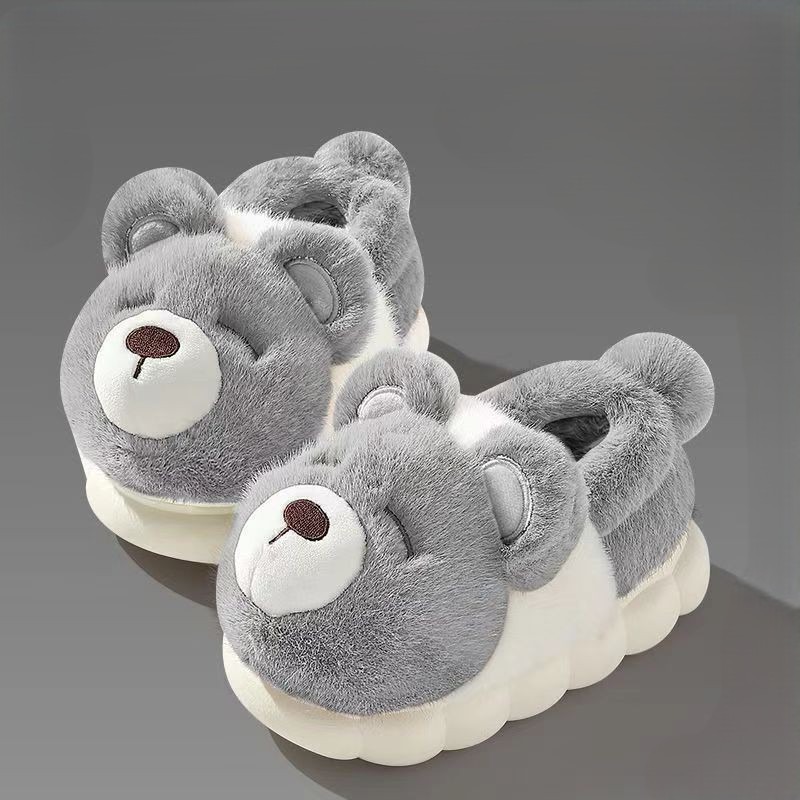 【LYOVEA】冬天必備！可愛熊熊毛絨室內拖鞋 超萌厚底保暖包跟家居鞋-規格圖4