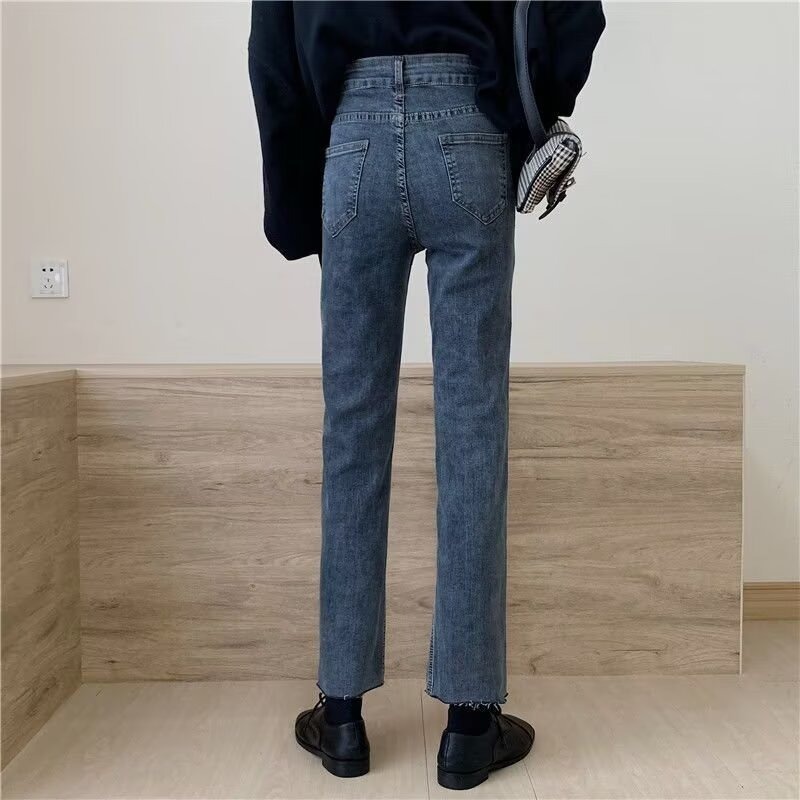 【LYOVEA】韓系直筒 新款高腰小個子友善牛仔褲-細節圖3