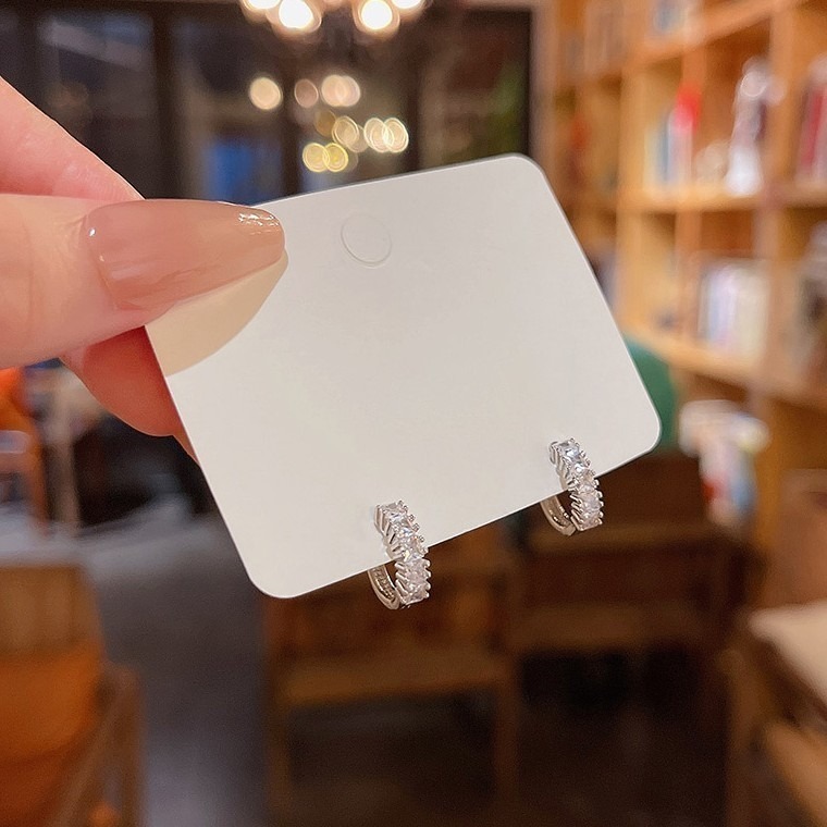 【LYOVEA】 S925銀針耳環 密鑲鋯石圓圈耳環-細節圖2
