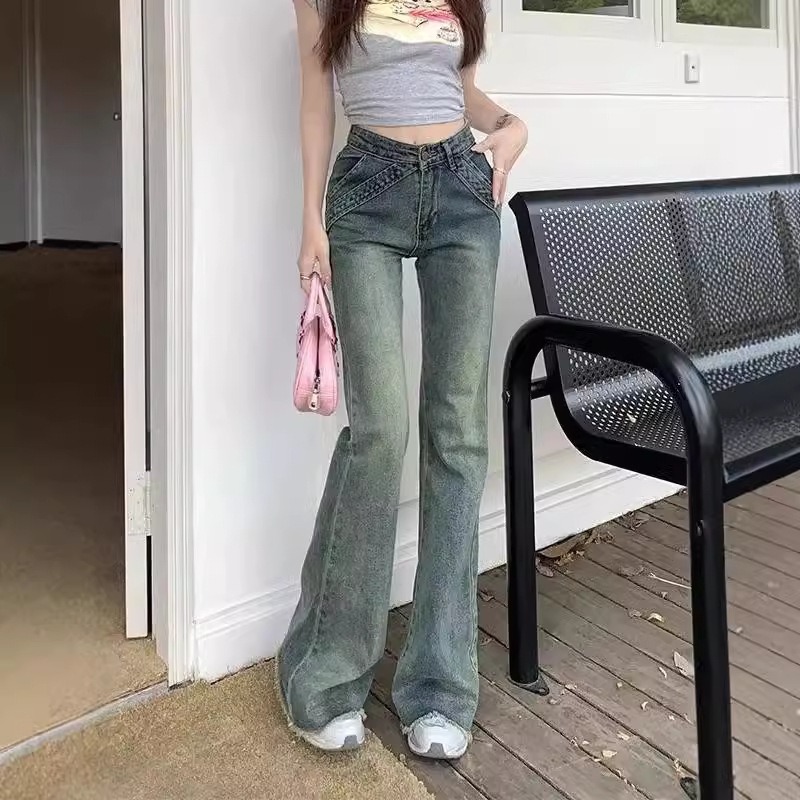 【LYOVEA】穿出超模腿！高腰彈力顯瘦馬蹄褲 美式辣妹微喇牛仔褲-細節圖2