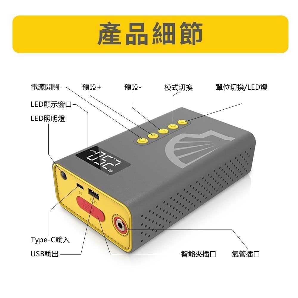 Shell 殼牌4合1汽車急救電源打氣機 SL-AC001JP-細節圖5