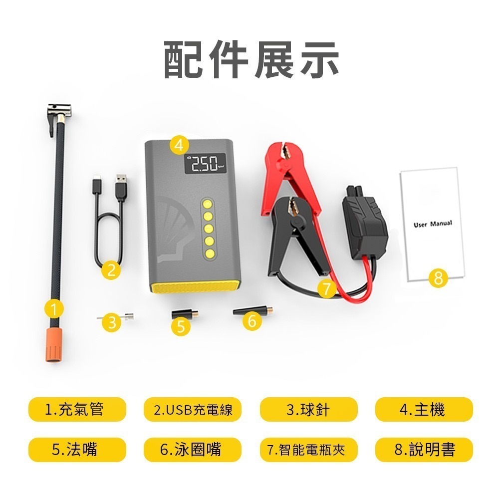 Shell 殼牌4合1汽車急救電源打氣機 SL-AC001JP-細節圖6