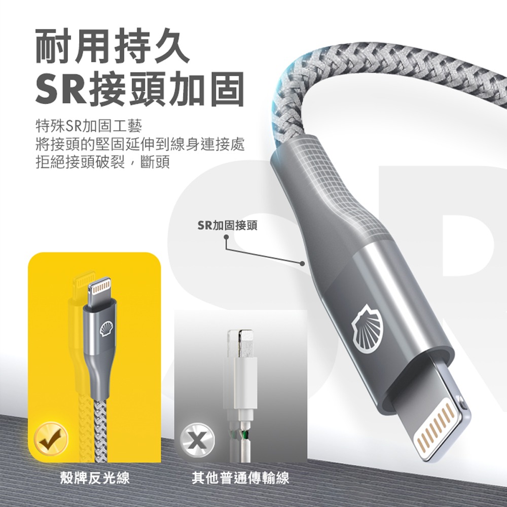 Shell 殼牌USB-C to Lightning反光充電傳輸線CB-CL015-細節圖3