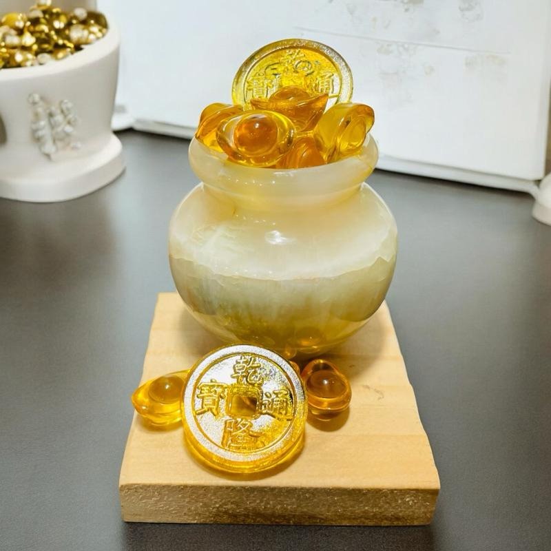 輝輝居家 財富滿溢 聚寶盆 財位 招財擺件 辦公室 療癒小物 水晶 招財 避邪 風水 開運 淨化 消磁 贈禮 入厝 開幕-細節圖2