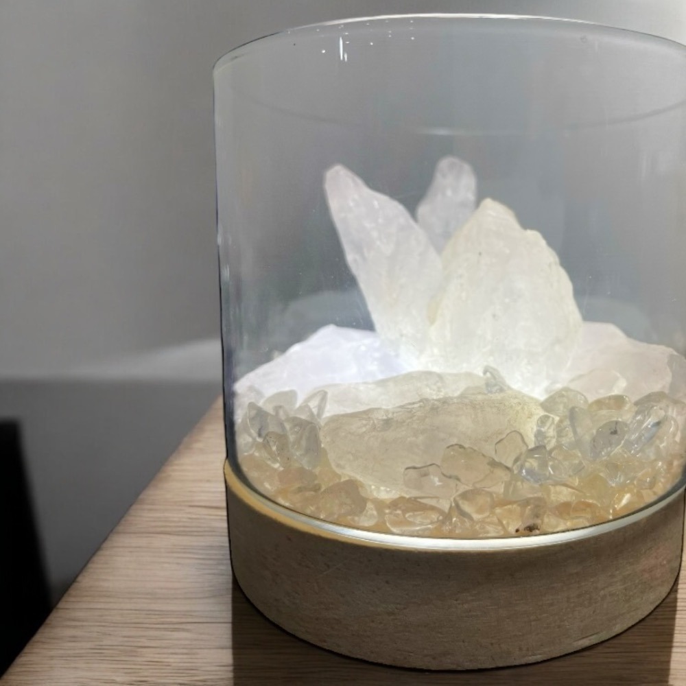 輝輝居家｜水晶 擴香燈 療癒小物 夜燈 招財小物 消磁擺件 辦公室 迷你 贈禮 聚寶盆 桌上 水晶燈 微景觀 LED底座-規格圖5