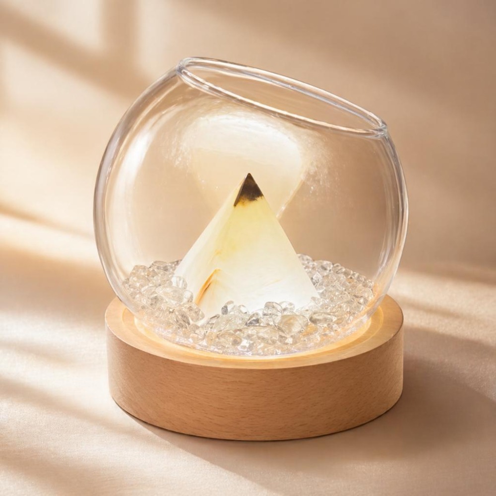 輝輝居家｜金字塔水晶擴香燈 LED夜燈 玻璃擺件 桌面香氛小物 手珠手鍊收納 送禮擺飾-細節圖2