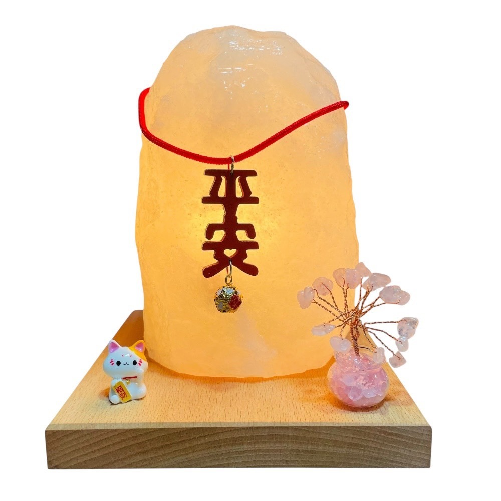 2-3KG白鹽燈+粉水晶+招財貓+平安